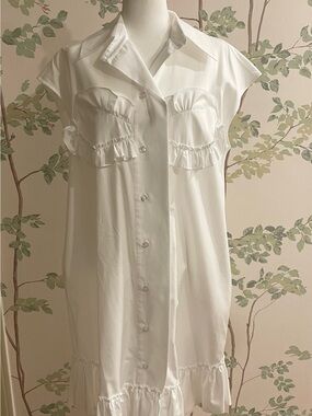 Simone Rocha White Ruffled Shirt Dress (UK10/US6)